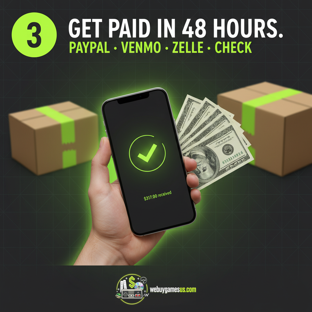 Step 3 — Get paid in 48 hours via PayPal, Venmo, Zelle or check